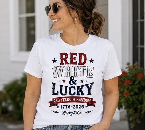 Ladies Red White & Lucky T-Shirt OR Tank
