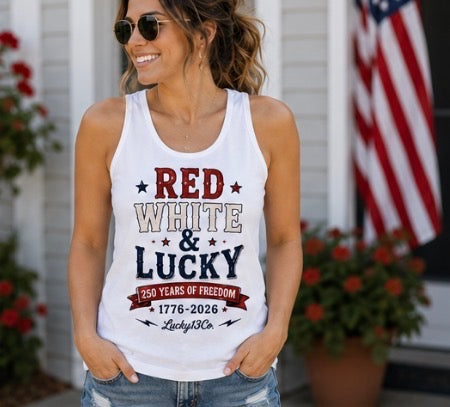 Ladies Red White & Lucky T-Shirt OR Tank