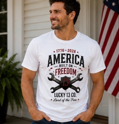Mens Built on Freedom T-Shirt or Tank