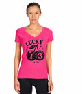Ladies Pink V-Neck T-Shirt