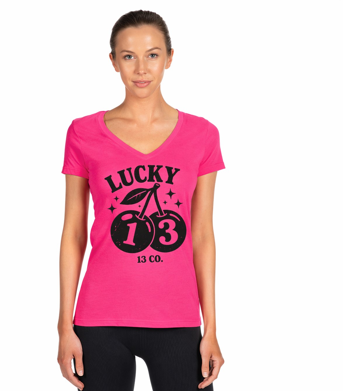 Ladies Pink V-Neck T-Shirt